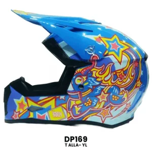 CASCO CROSS INFANTIL ESTRELLAS AZUL   Talla-YL