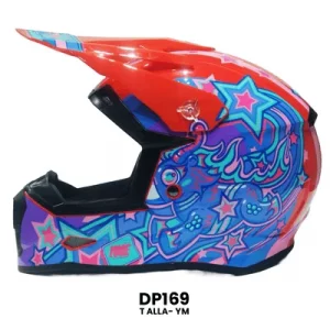 CASCO CROSS INFANTIL ESTRELLAS ROJO C MORADO Talla-YM