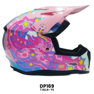 CASCO CROSS INFANTIL ESTRELLAS ROSA Talla-YS