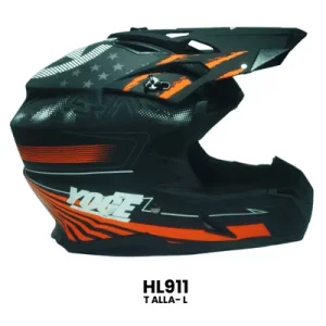 CASCO CROSS YOGE NEGRO ESTRELLAS NARANJA  Talla-L