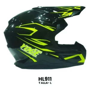 CASCO CROSS YOGE NEGRO LINEAS VERDES  Talla-L