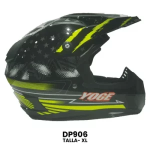 CASCO CROSS YOGE NEGRO LINEAS VERDES  Talla-XL