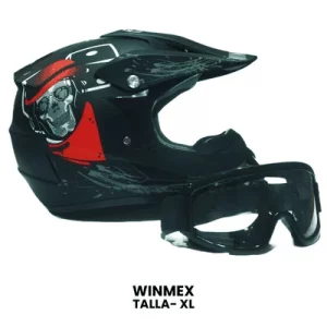 CASCO CROSS WINMEX DADOS NEGRO ROJO  Talla-XL