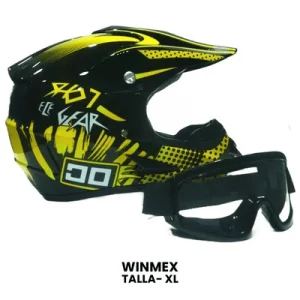 CASCO CROSS WINMEX NEGRO CON AMARILLO  Talla-XL