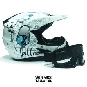 CASCO CROSS WINMEX TATOO BLANCO   Talla-XL
